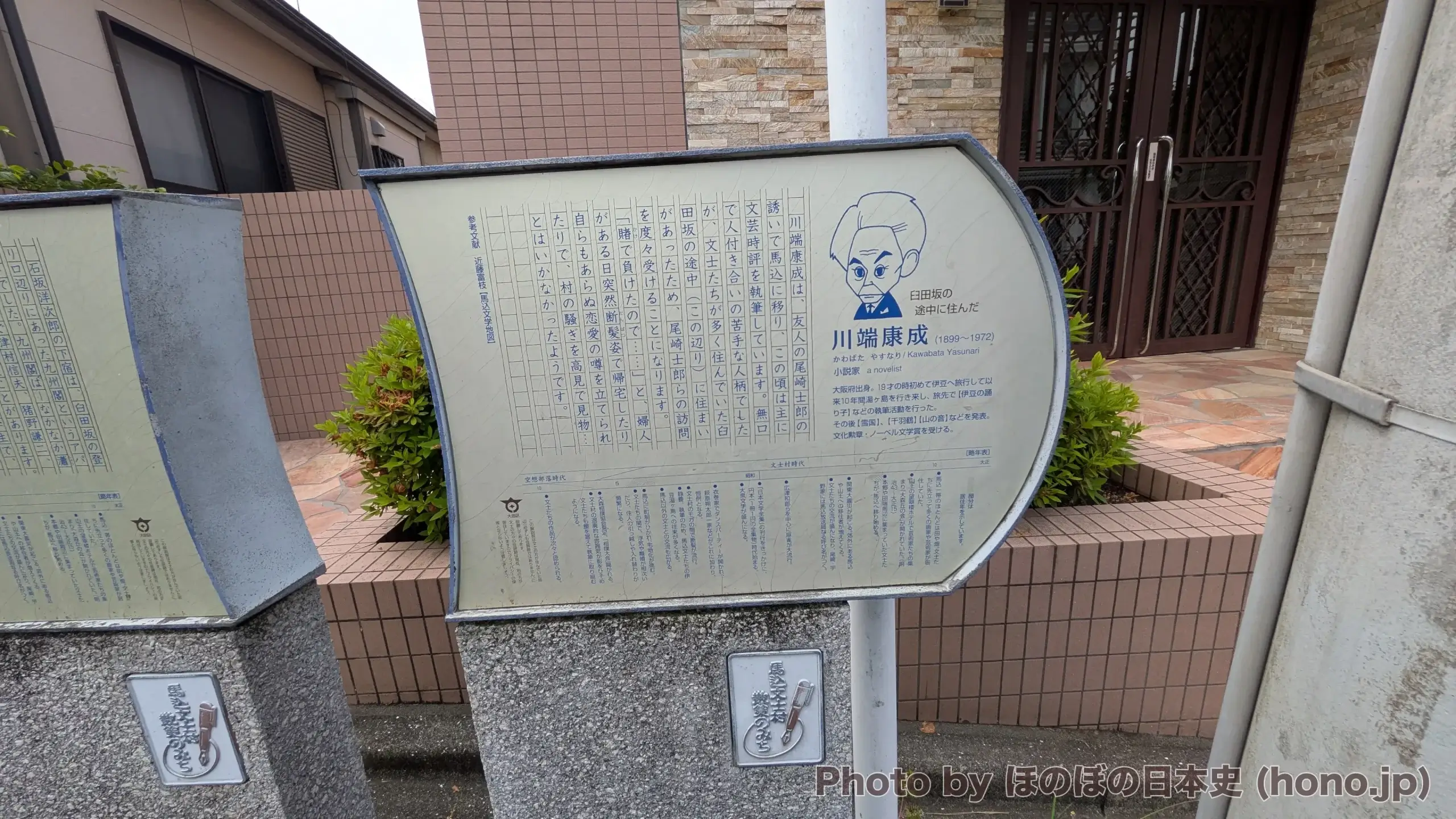 川端康成(かわばたやすなり)」の解説板